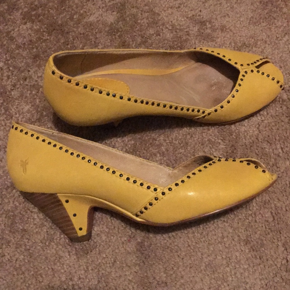 Frye Maya Vintage stud peep toe heels